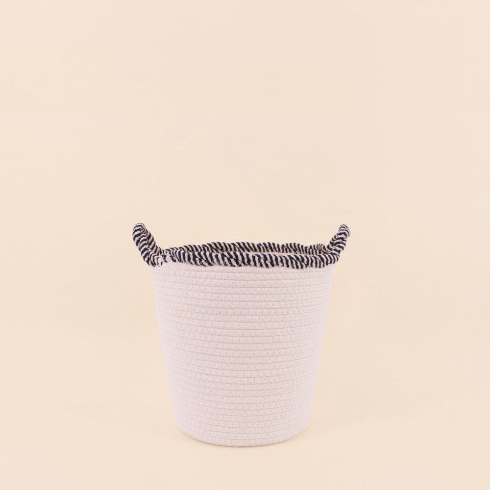 Panier rond en corde de coton finition vague 27x24cm