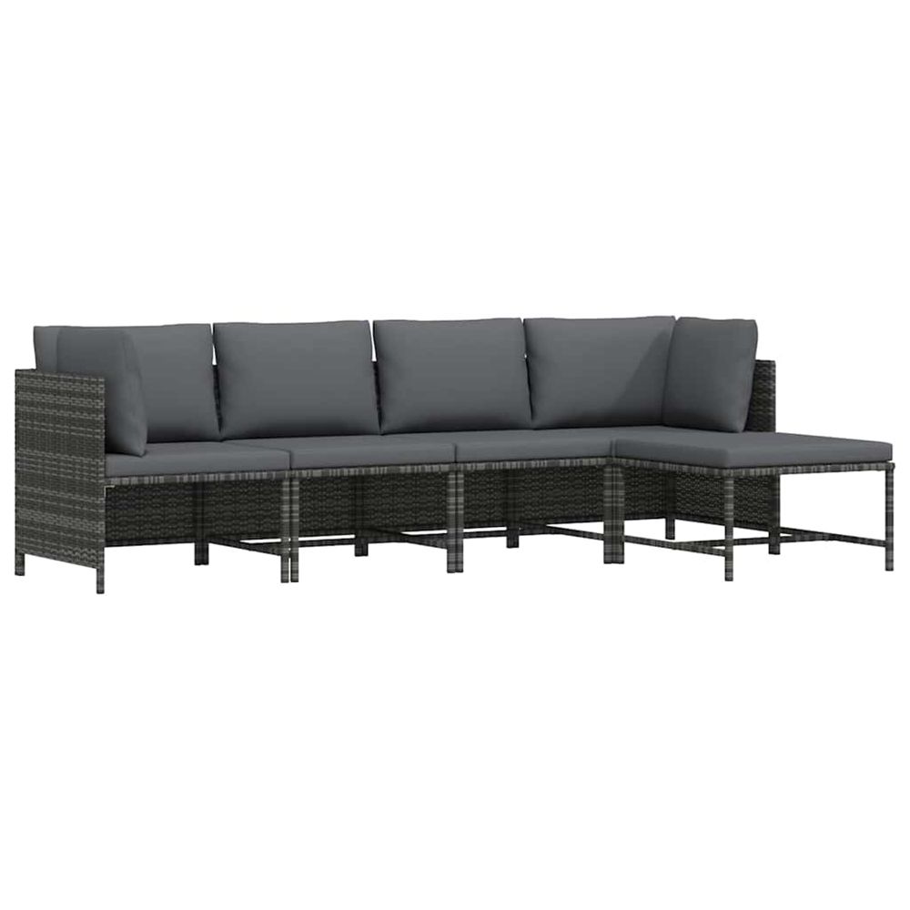 Salon de jardin 4 pcs avec coussins résine tressée gris