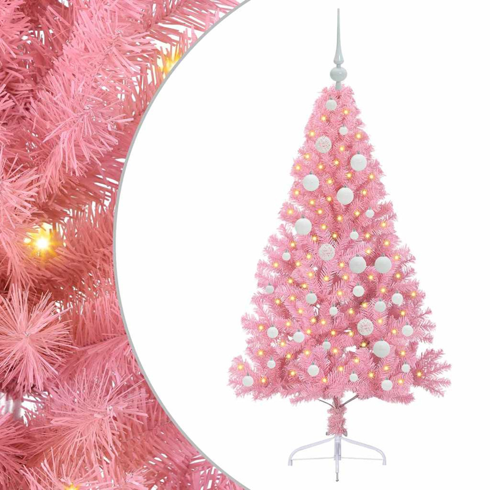 Sapin de noël artificiel pré-éclairé rose 120 cm pvc