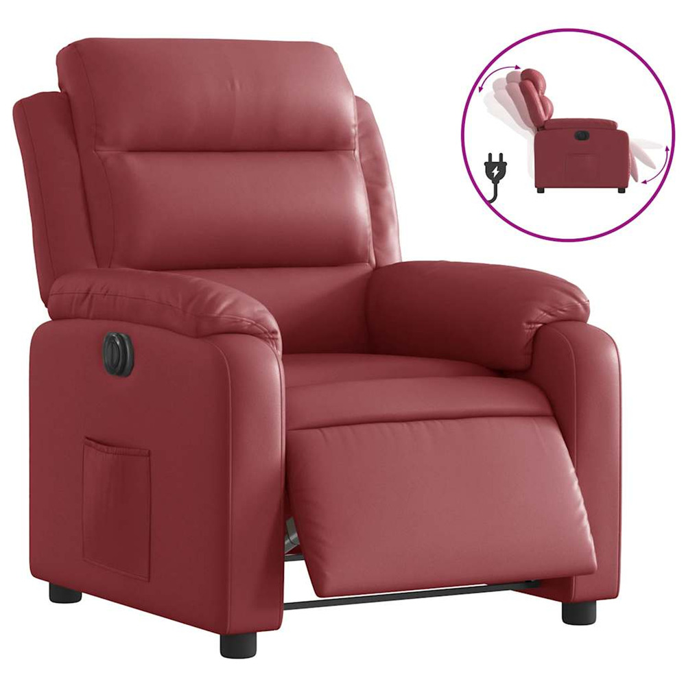 Fauteuil inclinable électrique rouge bordeaux similicuir