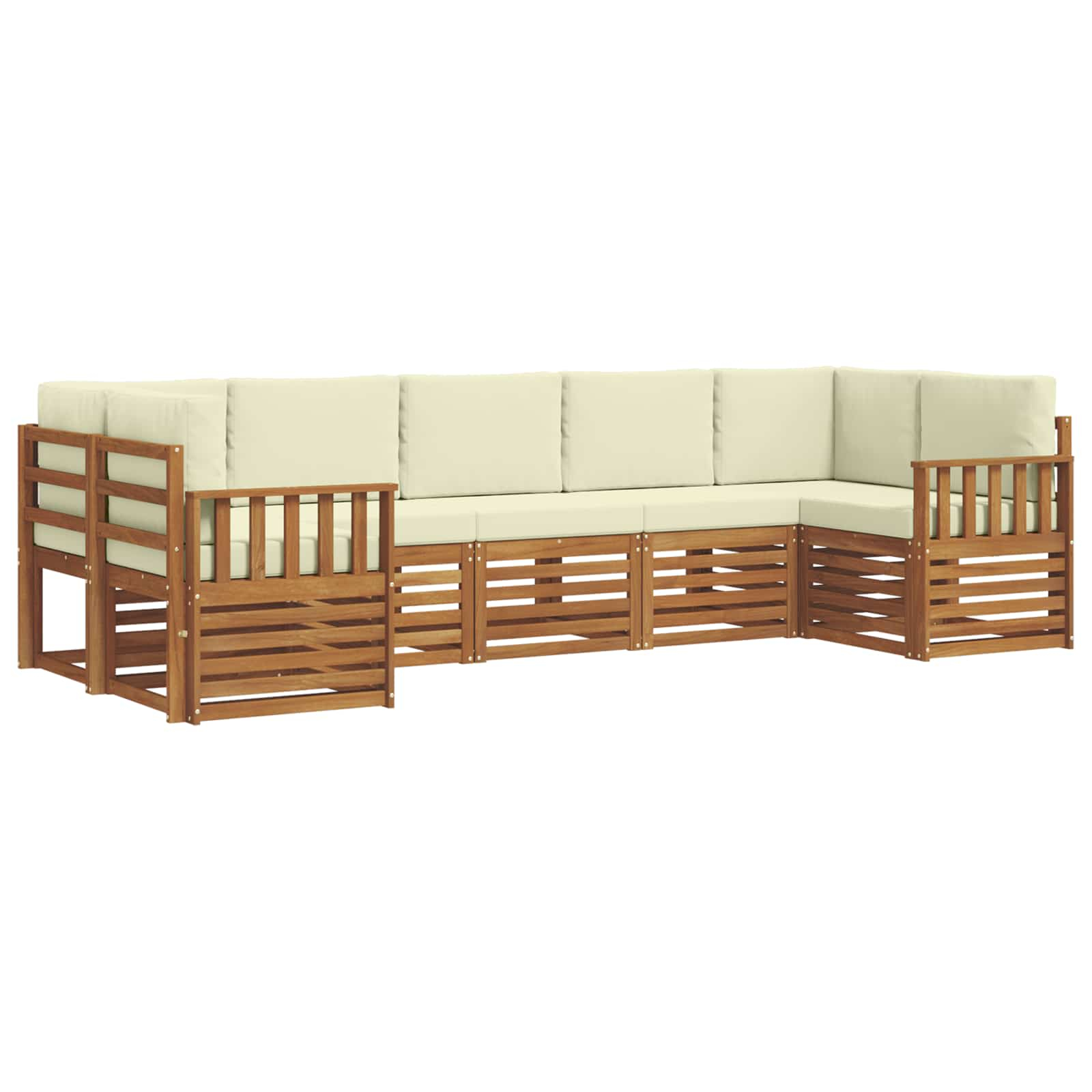 Ensemble de canapé d'angle avec coussin 7 pcs naturel et crème