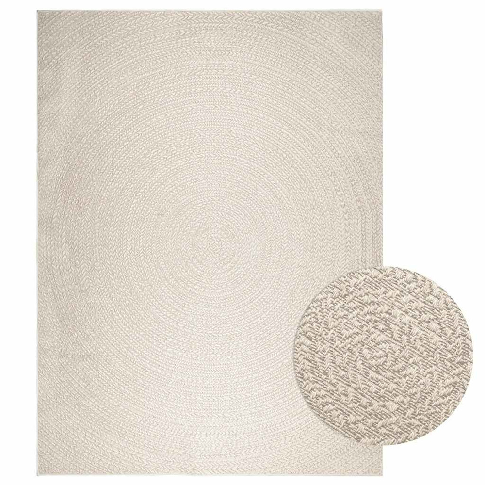 Tapis zizur crème 240x340 cm aspect de jute intérieur extérieur