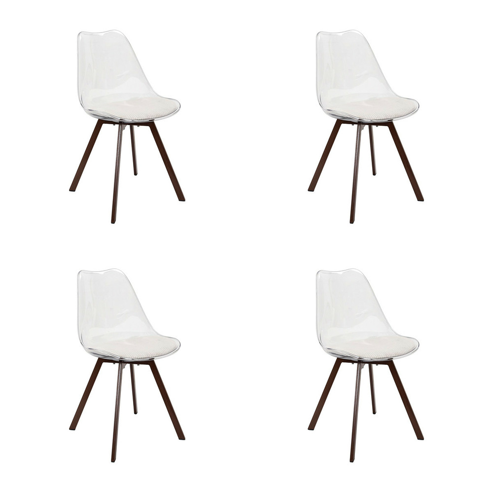 Lot de 4 chaises coussin côtelé 