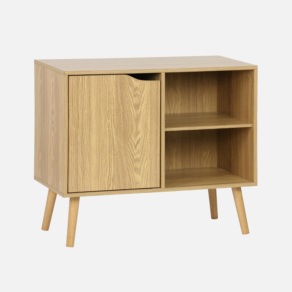 Buffet de rangement 1 porte, 2 étagères, buffet bas, 80cm