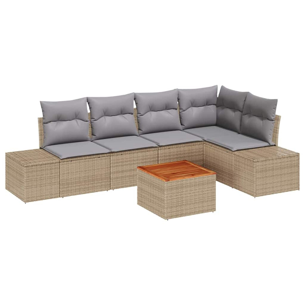 Ensemble de canapé de jardin 6 pcs beige et gris clair