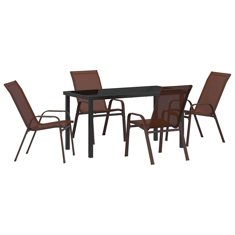 Ensemble de salle à manger pour jardin 5 pcs marron et noir