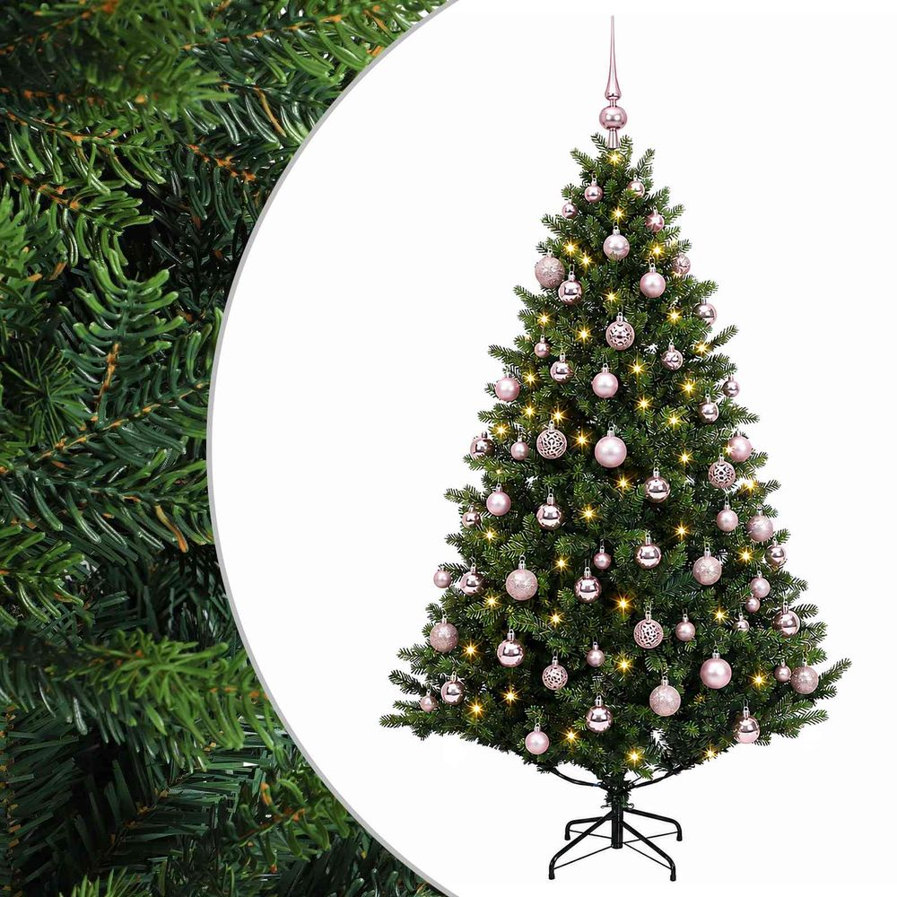 Arbre de noël artificiel avec boule 240 cm 300 led blanc chaud