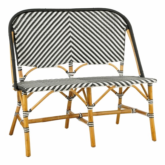 Mica decorations mandox banquette - l98 x l60 x h93 cm - rotin - noir, blanc