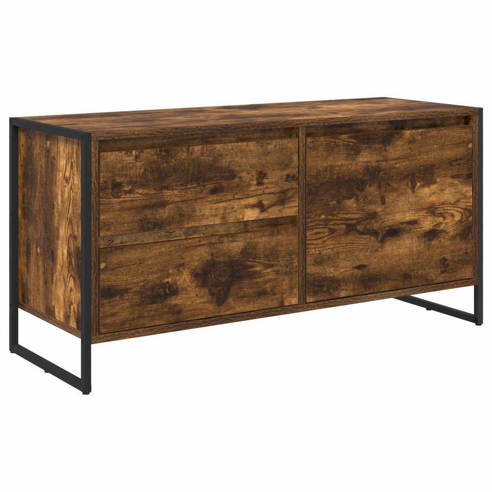 Meuble tv 100 x 36 x 49.5 cm chêne fumé bois d'ingénierie