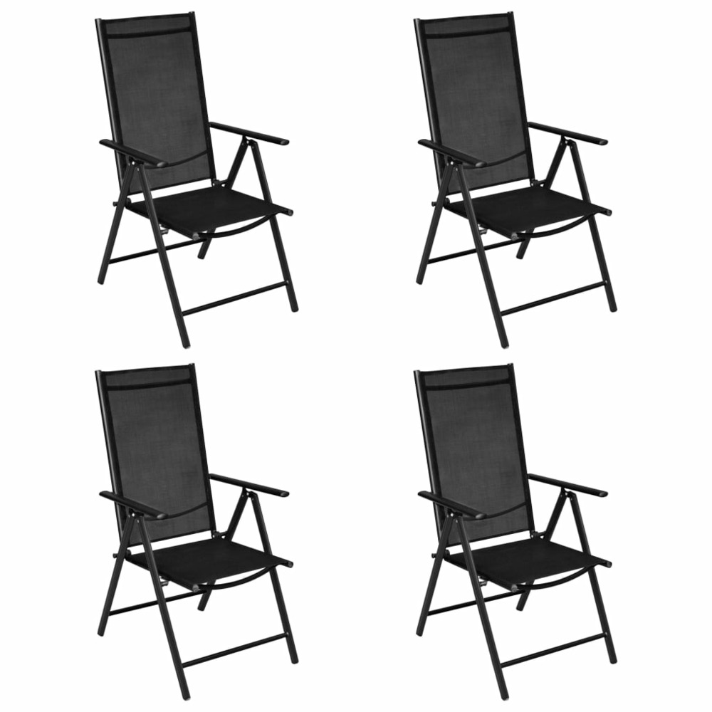 Ensemble à manger de jardin 5 pcs aluminium et textilène noir