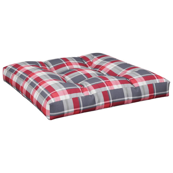 Coussin de palette motif à carreaux rouge 70x70x12 cm tissu