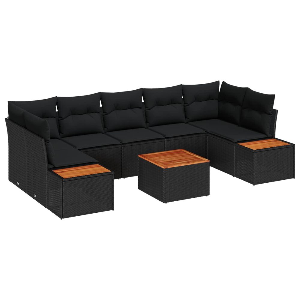 Ensemble de canapé de jardin 8 pc noir poly rotin