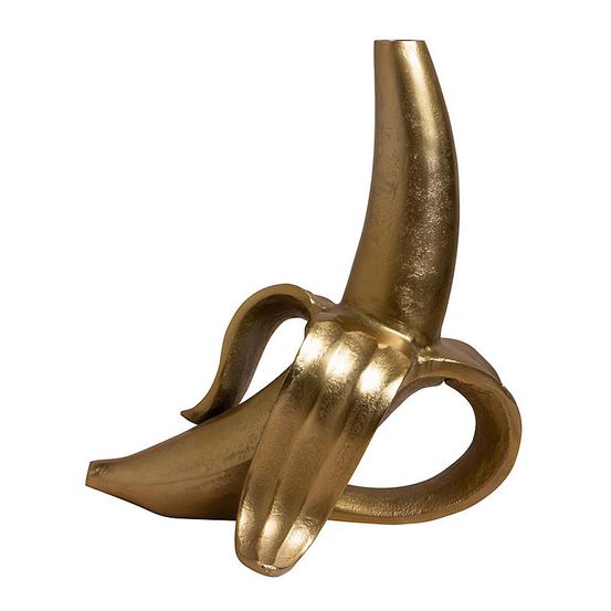 Vase soliflore banane dorée aluminium 6x24x25cm