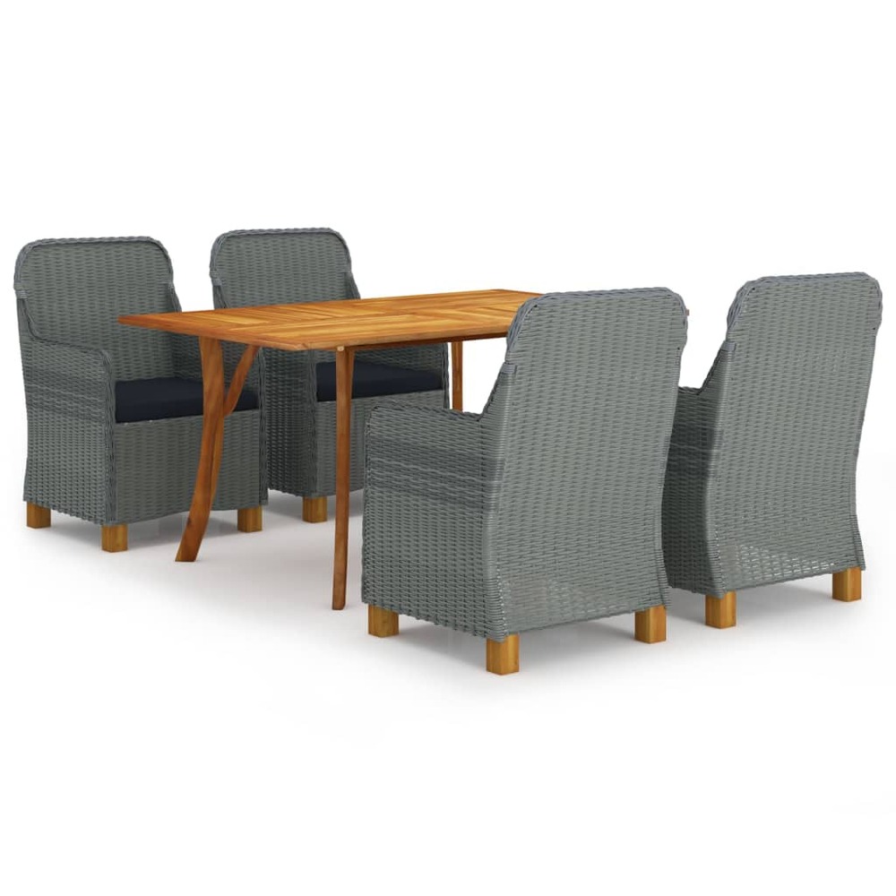 Ensemble de salle à manger de jardin 5 pcs gris clair