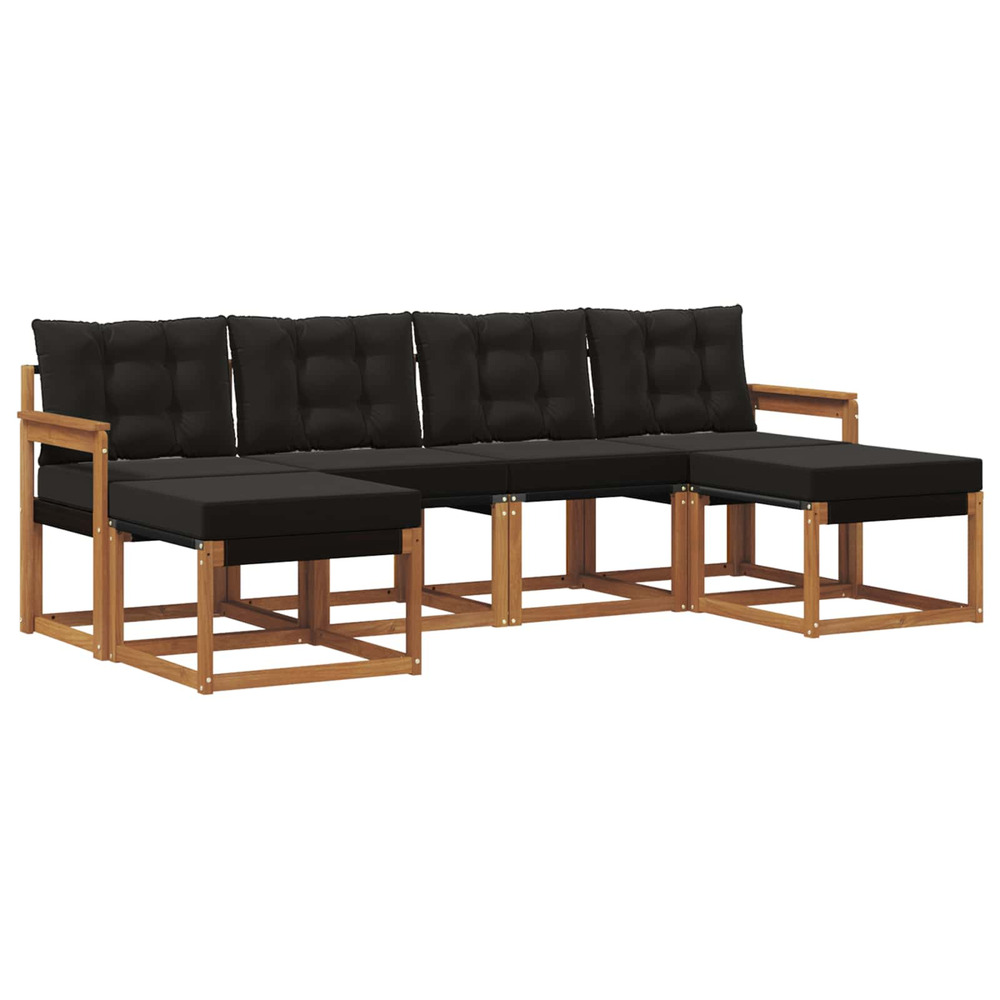 Ensemble de canapés d'extérieur 6 pcs naturel et noir