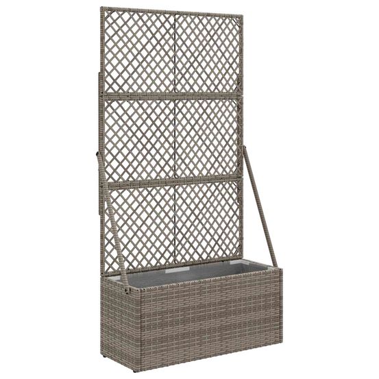 Bac à fleurs avec treillis gris 70 x 30 x 135 cm polyrotin