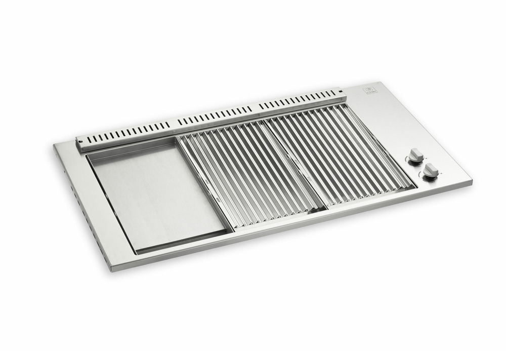 Bbq oasi 80 grill 2/3 - plancha 1/3 - encastrable + couvercle