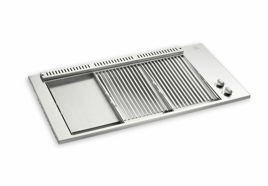 Bbq oasi 80 grill 2/3 - plancha 1/3 - encastrable + couvercle