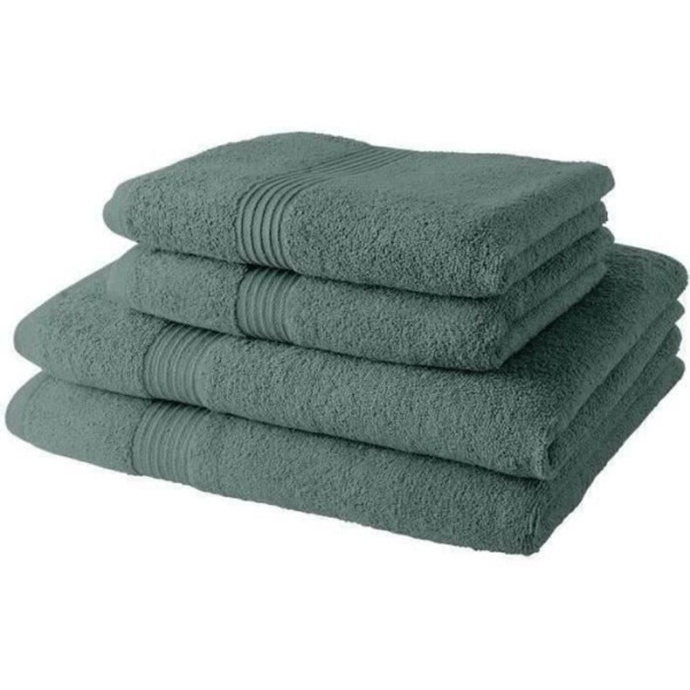 2 serviettes de bain 50x90 + 2 draps de bain 70x130 cm 100% coton - celadon