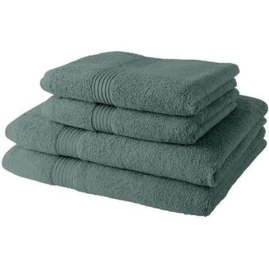 2 serviettes de bain 50x90 + 2 draps de bain 70x130 cm 100% coton - celadon
