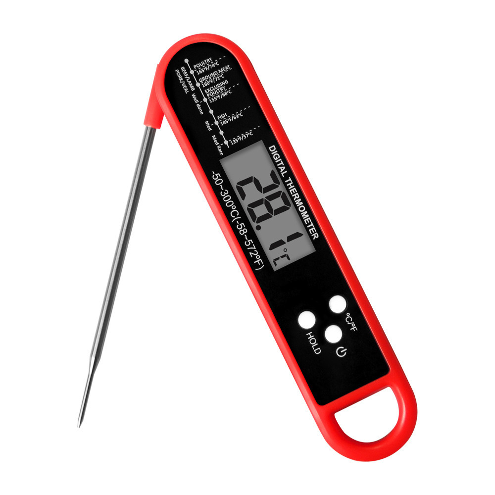 Thermomètre alimentaire multi-angle pliable rouge (-50 - 300℃)