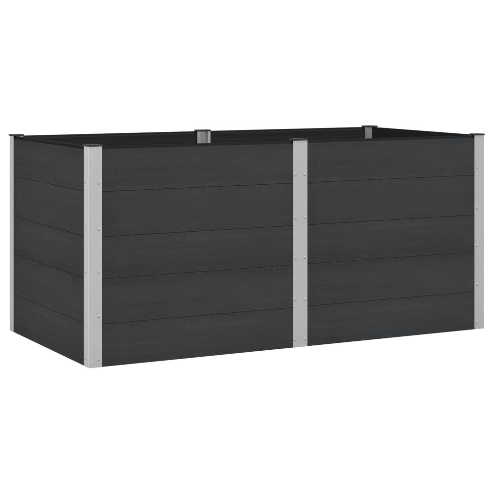 Jardinière surélevée noir 200 x 100 x 91 cm wpc et aluminium