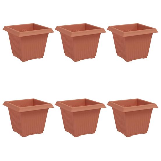 Pot de fleurs carré 6 pc rouge brique 20 x 20 x 16 cm plastique