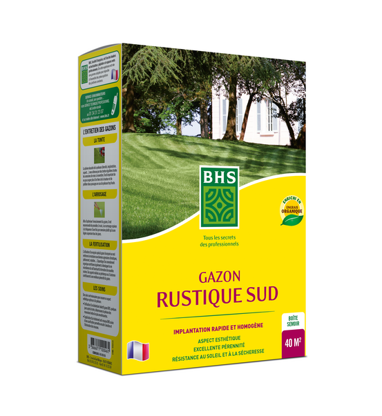 Grs1 - 1kg - 40 m² - gazon rustique sud - gazon plus résistant et mieux protégé - résistance aux conditions sèches