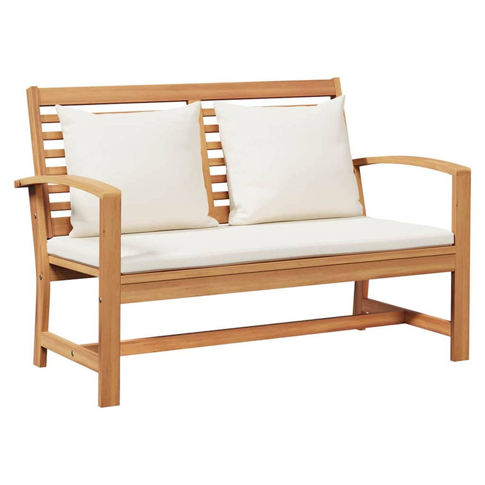 Banc marron et crème 110 x 66 x 76 cm bois de teck massif