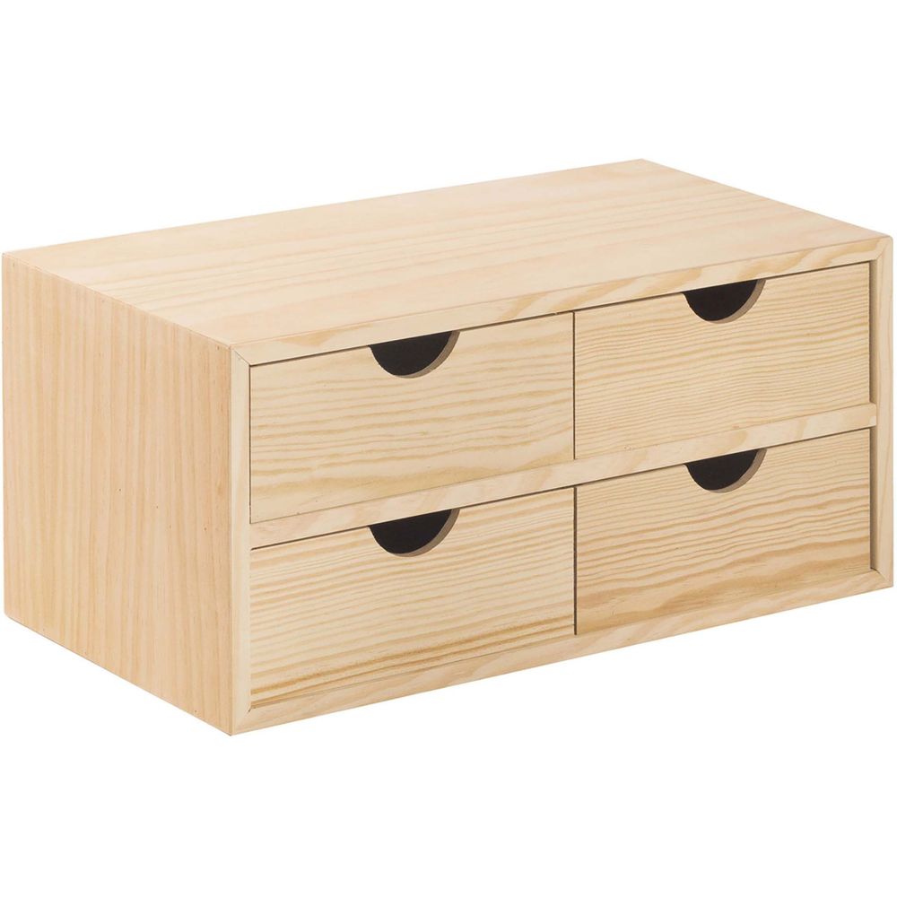 Mini rangement bloc en pin brut avec tiroirs 4 tiroirs