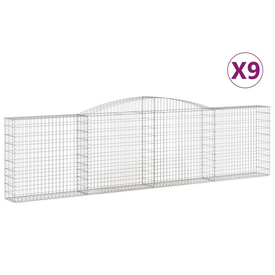 Paniers à gabions arqués 9 pcs 400x30x100/120 cm fer galvanisé