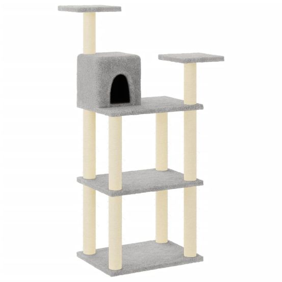 Arbre à chat meuble tour grimper jouet grattage grattoir escalade plateforme avec griffoirs en sisal clair 118,5 cm gris 02_0