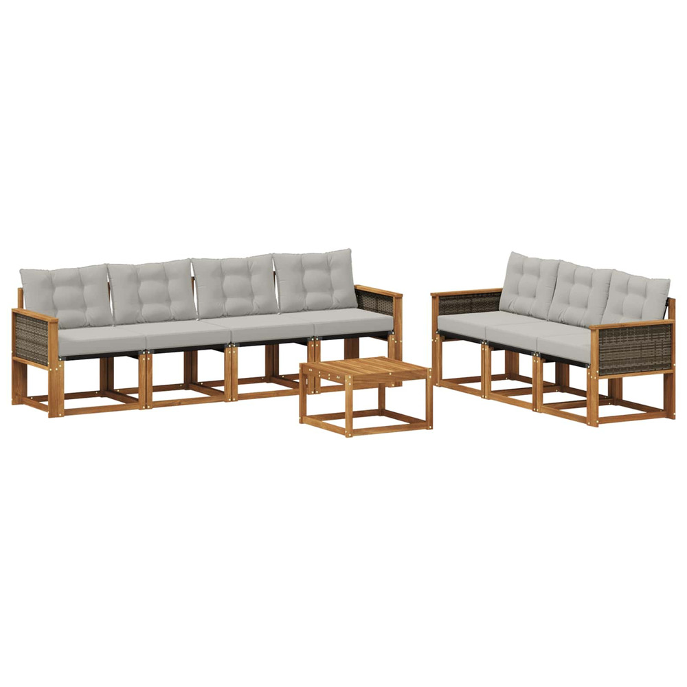 Ensemble de canapés d'extérieur 8 pcs naturel et gris clair