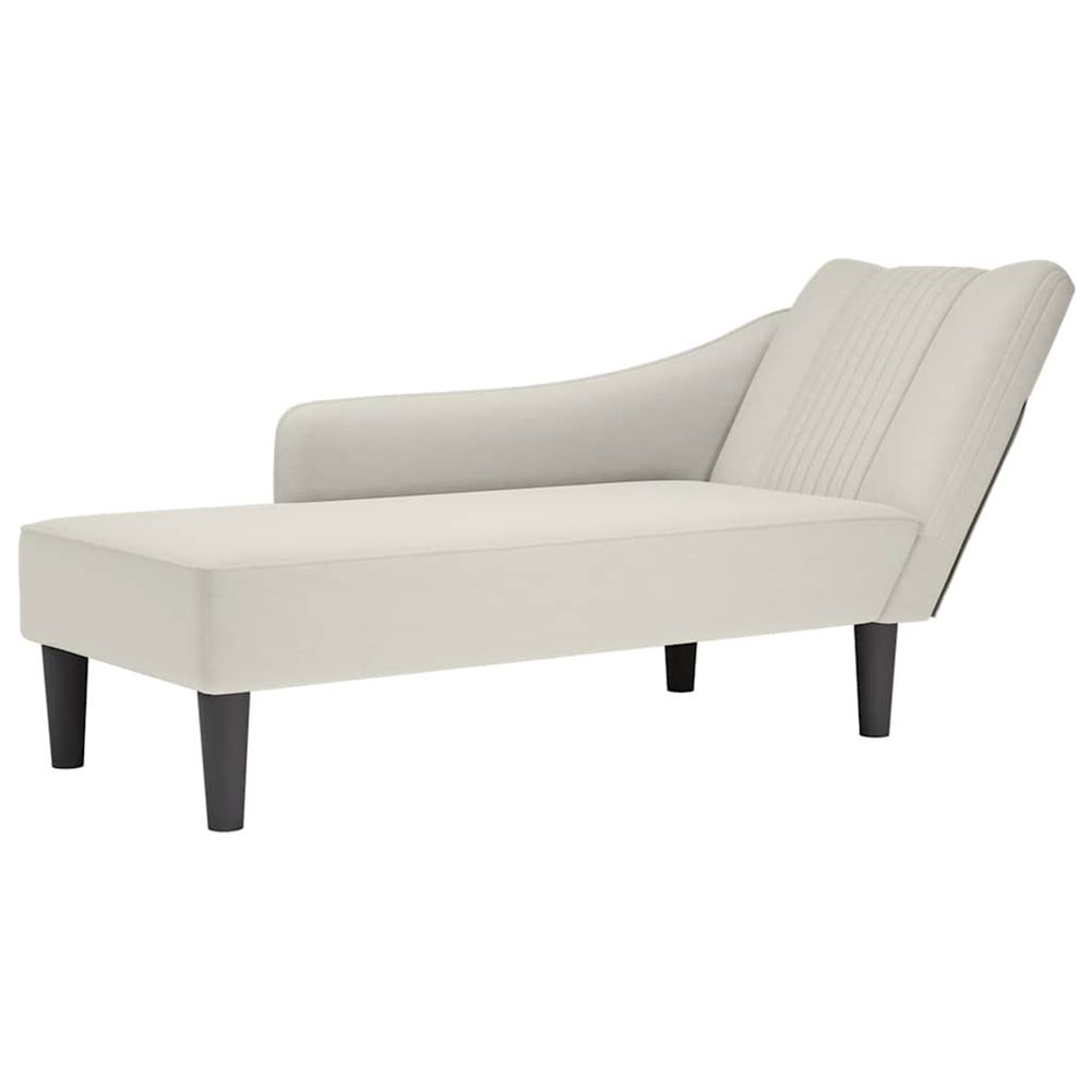 Fauteuil long avec accoudoir droit crème velours
