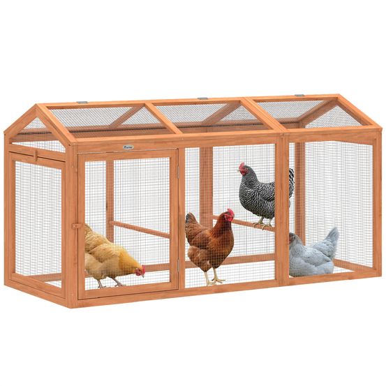 Enclos poulailler bois et métal 156 x 70,5 x 84 cm orange pour basse-cour extensible