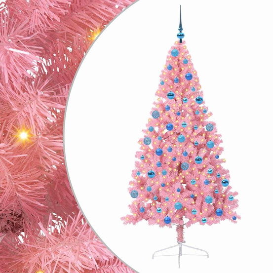 Sapin de noël artificiel pré-éclairé rose 180 cm pvc