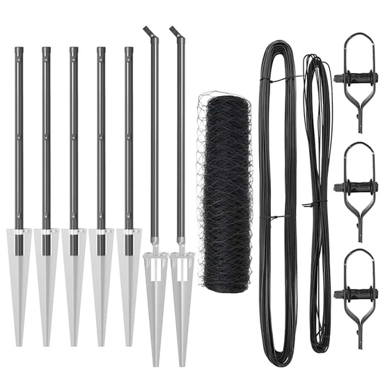 Clôture avec poteaux gris 0.4 x 10 m acier recouvert de pvc