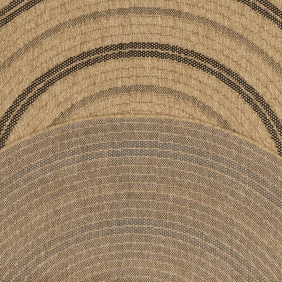 Tapis rond d'extérieur ø160cm tissé kilim beige et noir jute art 5