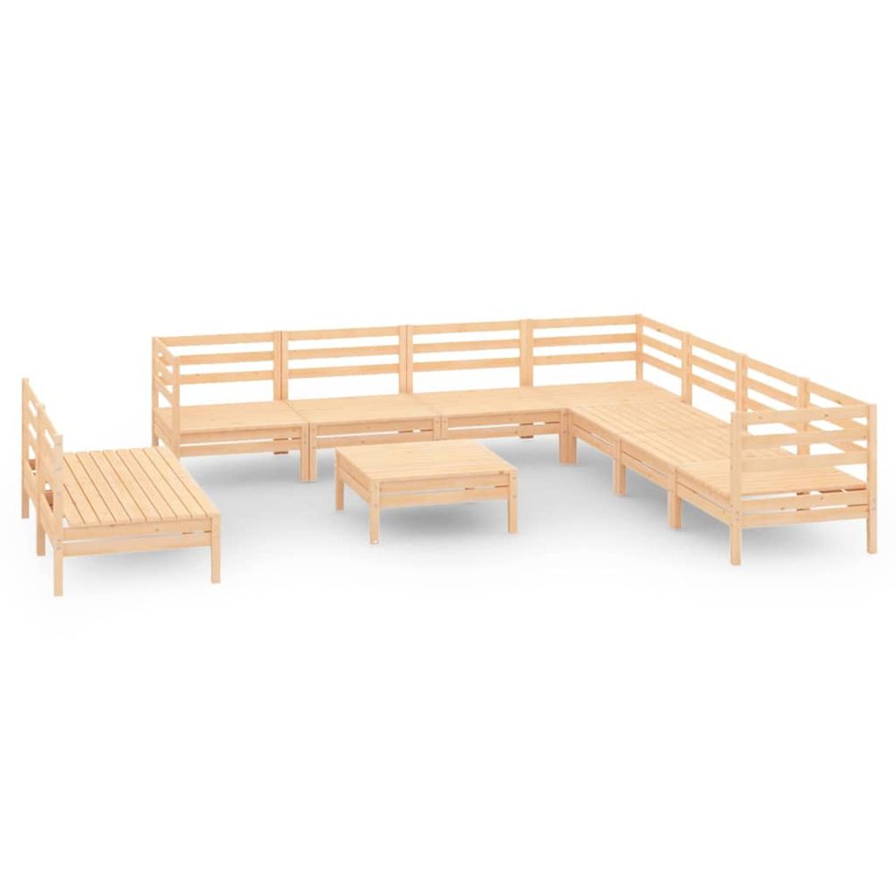 Salon de jardin 10 pcs bois de pin massif