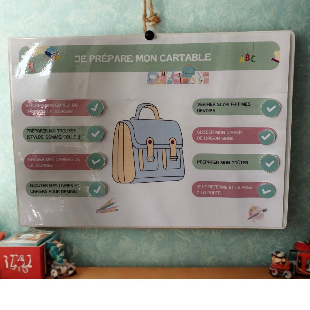 J'apprends à préparer mon cartable