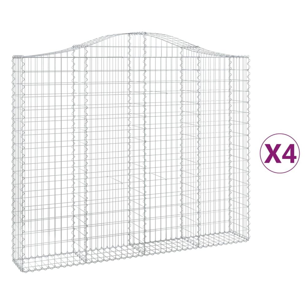 Paniers à gabions arqués 4 pcs 200x30x160/180 cm fer galvanisé