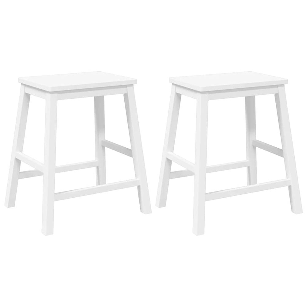 Chaises de bar 2 pcs blanc bois massif d'hévéa