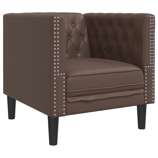 Fauteuil chesterfield marron similicuir