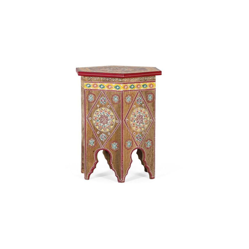 Tabouret bois multicolore - décoration d'autrefois