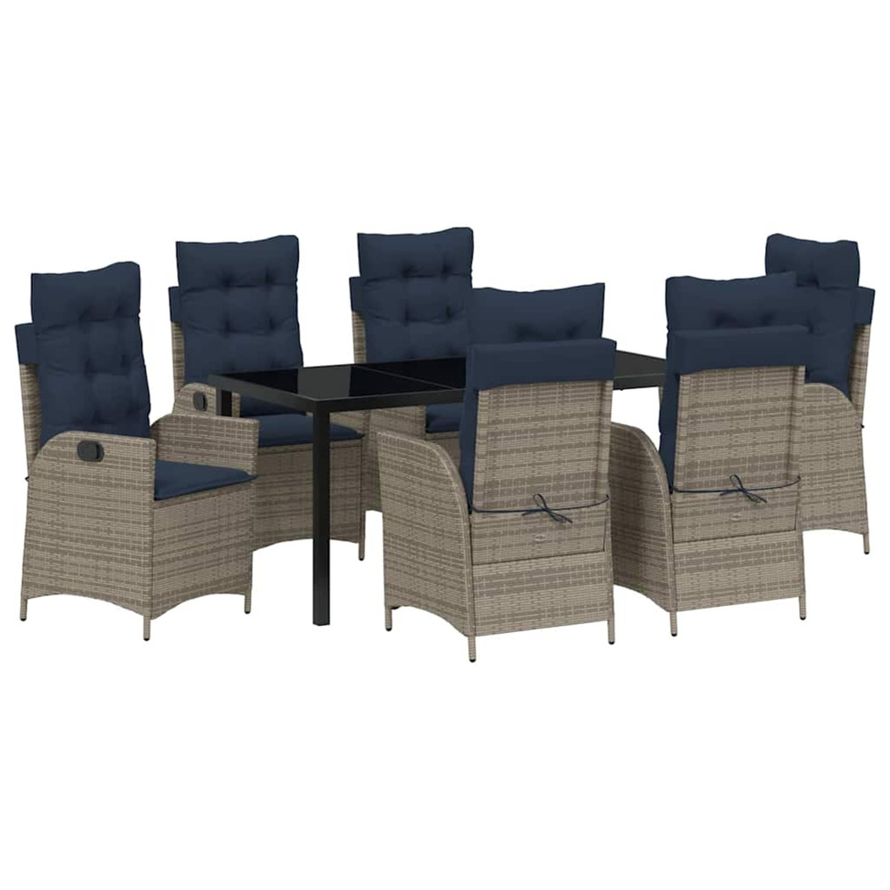 Ensemble de salle à manger pour jardin 7 pcs gris et noir rotin