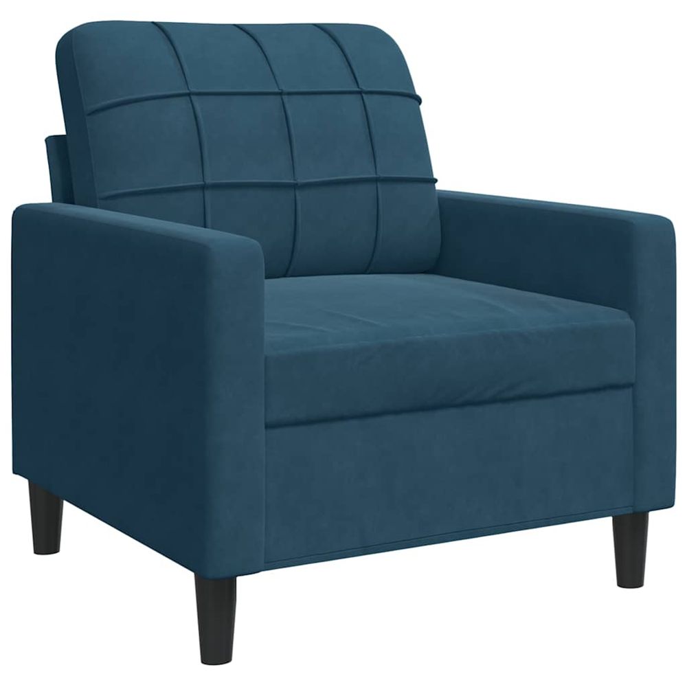 Fauteuil bleu 60 cm velours