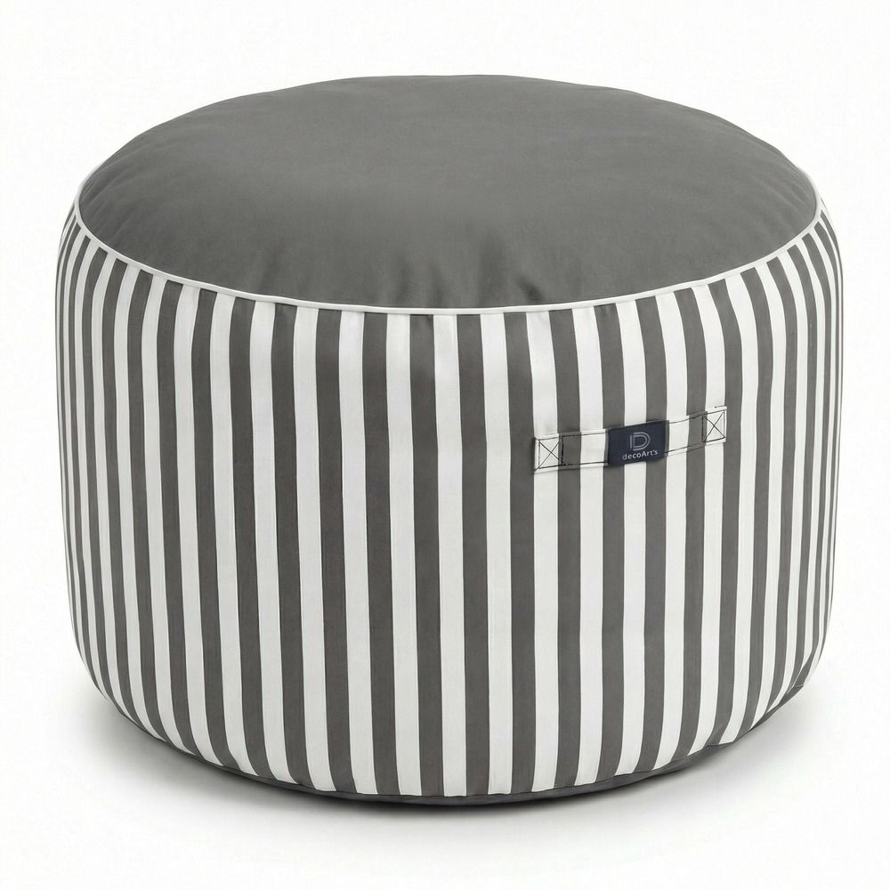 Pouf rond rayure gris foncé - premium 270g - hauteur 40cm diamètre 70cm
