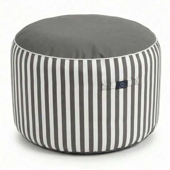 Pouf rond rayure gris foncé - premium 270g - hauteur 40cm diamètre 70cm