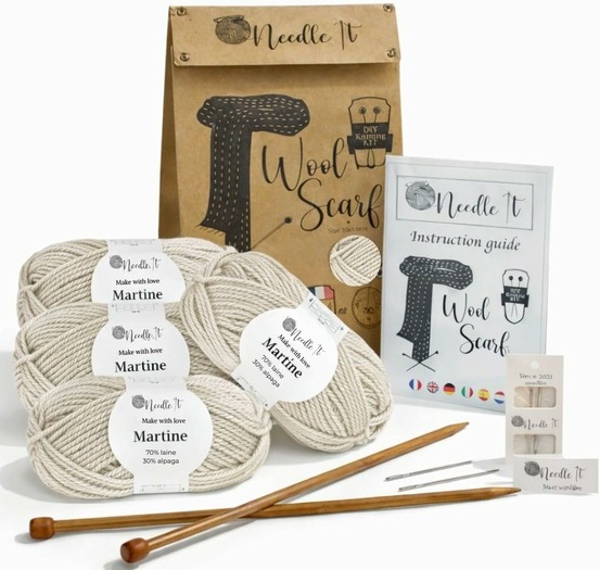 Needle it® Kit Tricot Écharpe pour débutants : Beige