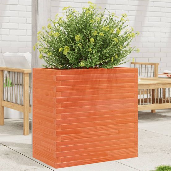 Jardinière bois de pin massif potager surélevé pour balcon jardin marron 70cm